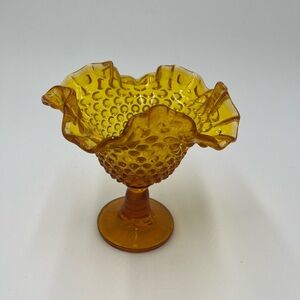 Vintage Kanawha Glass Amber Hobnail Candy Dish Fenton style